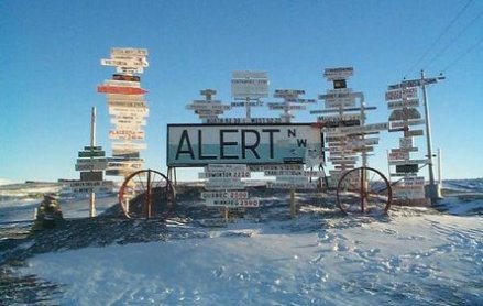 Alert, Nunavut signpost